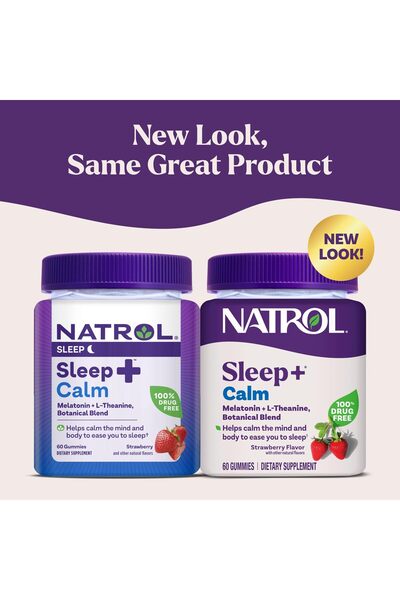 Natrol Sleep+ Calm Melatonin Gummies for Adults, Strawberry, 60 Count