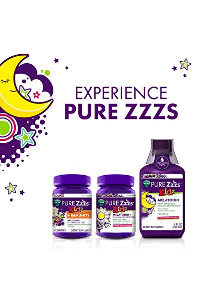 Zzzquil VICKS PURE Zzzs Kidz + Immunity Kids Melatonin Gummy, Berry, 60ct