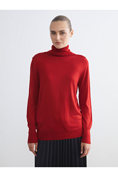 LC Waikiki Red Turtleneck Women's Knitwear Sweater