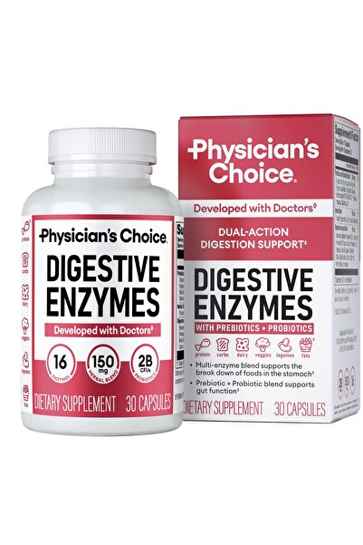 Physician's Choice إنزيمات هضمية مع البروبيوتيك والبريبايوتيك لعلاج الانتفاخ ...