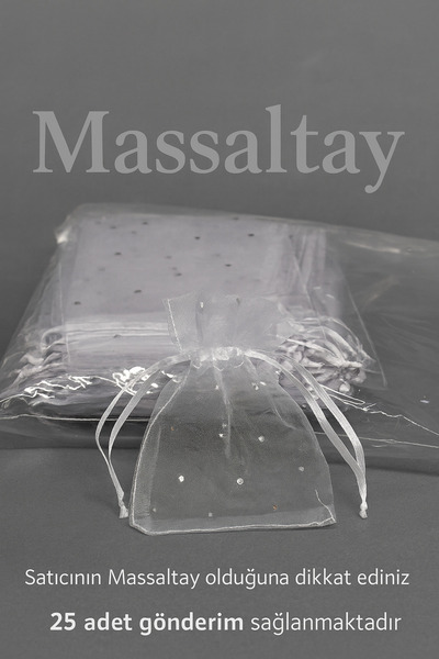 Massaltay Puantiyeli Tül Kese 25’li Paket 9x12 cm Kına Gecesi, Çerez ve Sünne...