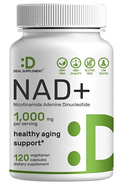 DEAL SUPPLEMENT مكمل NAD+، 1000 ملغ، 120 كبسولة نباتية للطاقة ومكافحة الشيخوخة