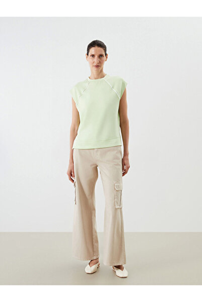 LC Waikiki Γυναικείο μπλουζάκι Green Crew Neck oversized