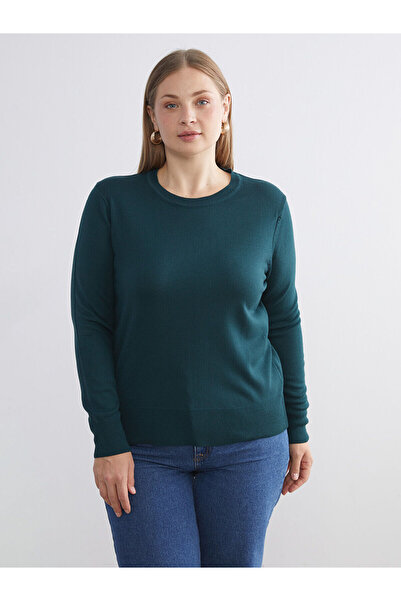 LC Waikiki Yeşil Bisiklet Yaka Kadın Triko Kazak