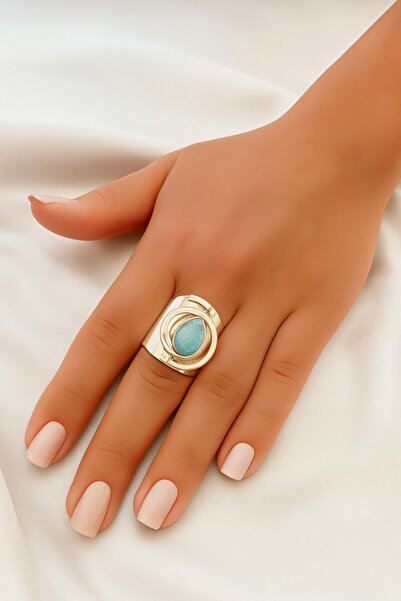 splashtakı 925 Ayar Gümüş Mavi Kuvars Spiral Şovalye Yüzük Ayarlanabilir El Y...