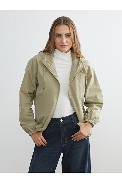 LC Waikiki Khaki Hooded Women's Raincoat