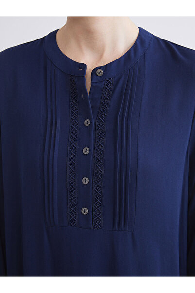 LC Waikiki Μακρύ φόρεμα με λεπτομέρεια με κουμπιά με γιακά δικαστή (W5)