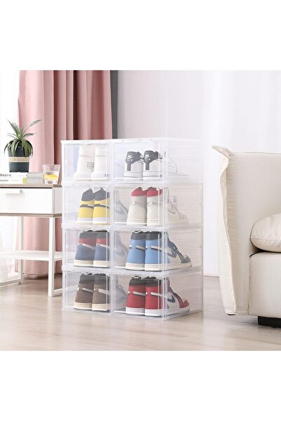 Hope Shoe Storage Box, Clear Plastic Stackable, Drop Front with Lids, Transparent (1PCS, YLY2046