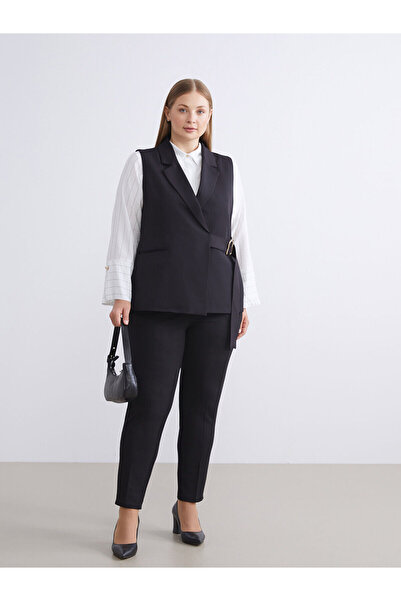 LC Waikiki Μαύρο γυναικείο κλασικό γιλέκο με διπλό γιακά