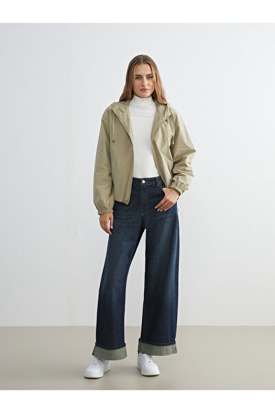 LC Waikiki Khaki Hooded Women's Raincoat