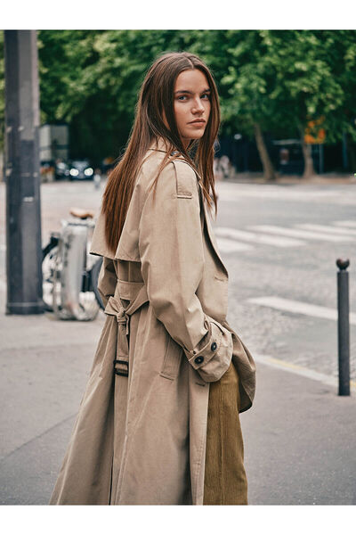 LC Waikiki Peak Yeni Sezon Kruvaze Yaka Oversize Kadın Trençkot