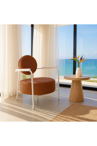 Azra Mobilya Venüs Modern Berjer | Soft Kumaş | Beyaz Metal Ayaklı Koltuk | Ev & Ofis | KİREMİT