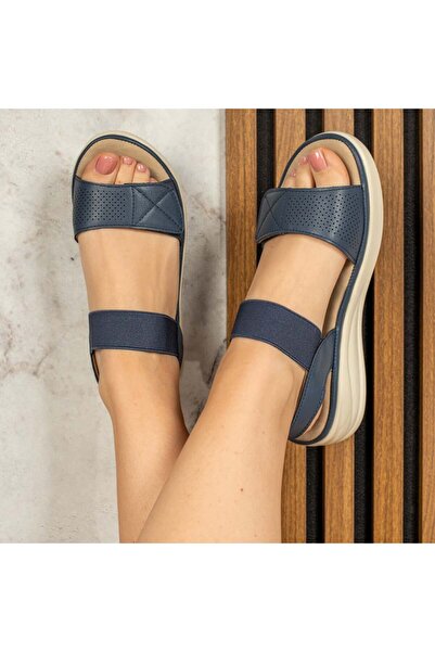 BMoD Sandale albastre pentru femei cu baretă elastică și închidere cu velcro ...