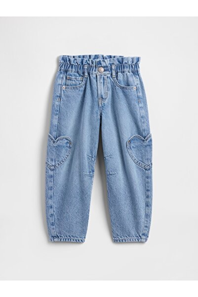 GAP Kız Bebek Mavi Paperbag Horseshoe Jean Pantolon