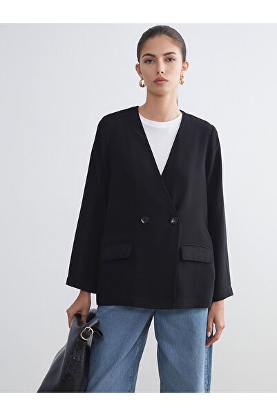 LC Waikiki V-Neck Crepe Women's Blazer Jacket