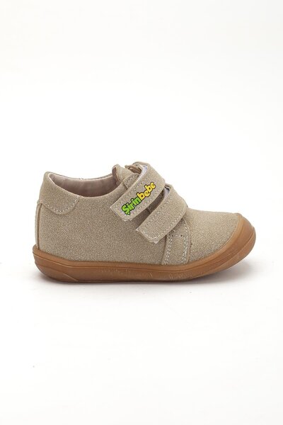 Dilimler Ayakkabı Şirinbebe Orthopedic Men's İlkadım Baby Shoes Beige Double Velcro
