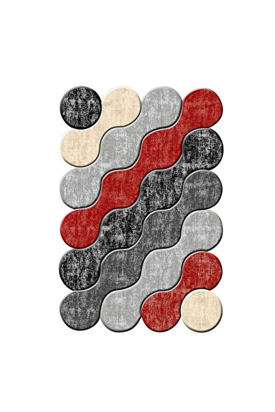 Chilai Home Carpet 476HFT1877, 80x120 cm, Polyester 750 g/m2, Gray/red