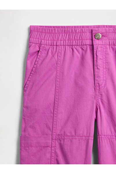 GAP Kız Çocuk Pembe Twill Loose Kargo Pantolon
