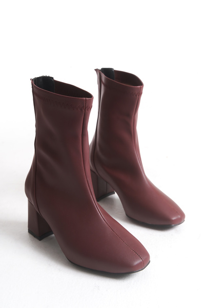 Moda Değirmeni Γυναικείες Stretch Μπότες Claret Red Skin MD1171-116-0001