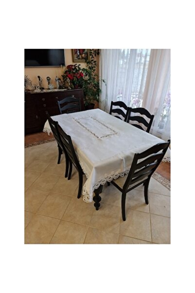 Emimona Fata de masa cu dantela 150x220 cm Alba-875