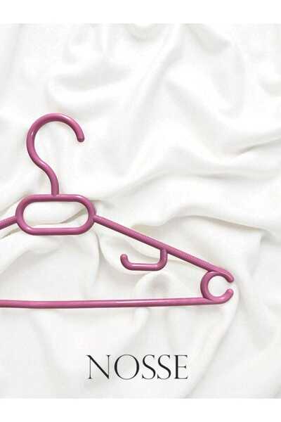 nossey Nosse Kalın Kokusuz 24 Adet Pembe Plastik Elbise Kıyafet Askısı Kaydırmaz Pembe 24'lü Set
