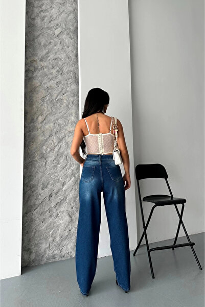 karadağsb Φαρδύ τζιν παντελόνι με μαύρο μπλε χρώμα d2007