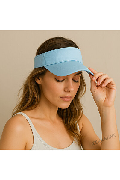 ZERAMİNE Açık Mavi Spor Vizör Şapka – Kadın Güneşlik Kap