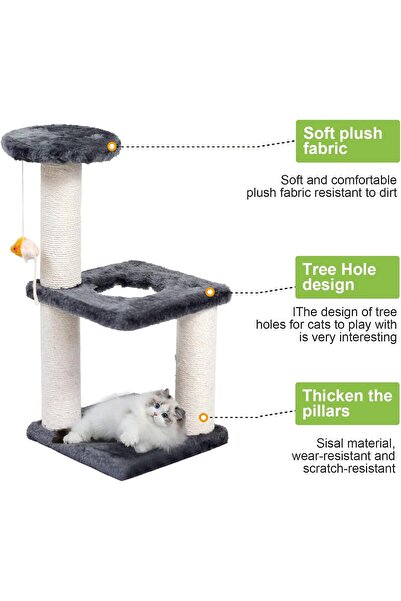 RADIOTRONICS SKY-TOUCH Cat Tree Tower|Durable Cat Condo with Sisal Scratching Posts|Cozy Cat House,|Ladder