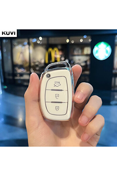 choice2 غطاء مفتاح سيارة أبيض بثلاثة أزرار من مادة TPU لسيارات هيونداي توسان،...