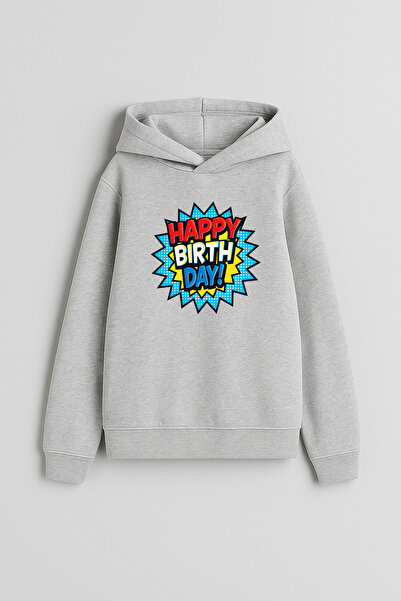 MODA Γενέθλια με τύπωμα Αγόρια Κορίτσια Παιδιά Γκρι Φούτερ με κουκούλα με κου...