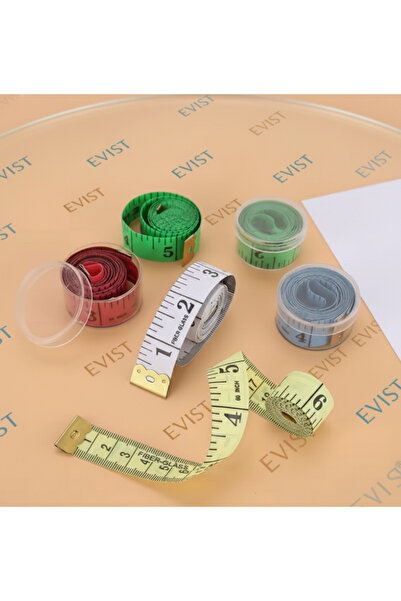 EVİST شريط قياس متين ذو وجهين - 150 سم / 60 بوصة - تصميم ملون + تخزين في صندوق