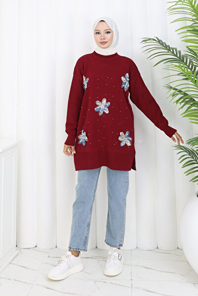 benguen Floral Knitwear Tunic S3010 Burgundy