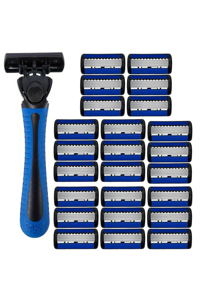 Choice3 1 handle 24 blades 6-layer razor blade, men's stainless steel blade, classic water washed razor, sha