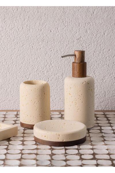 The Mia Travertine Banyo Seti Bej 3 Parça