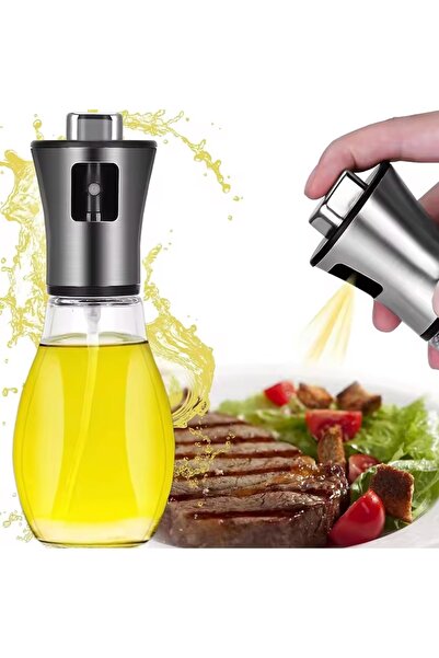 PUFO Keys glass container with oil and vinegar sprayer, 200 ml, silver