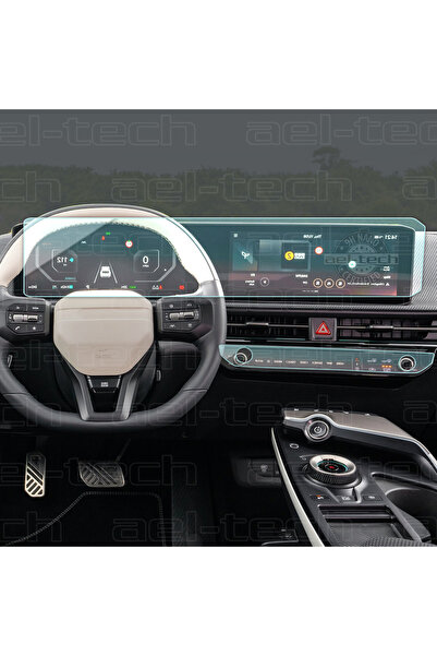 ael-tech واقي شاشة نانو 9H متوافق مع عدادات كيا EV6 الرقمية ونظام الملاحة وتكييف الهواء، مجموعة من قطعتين 2024-2025