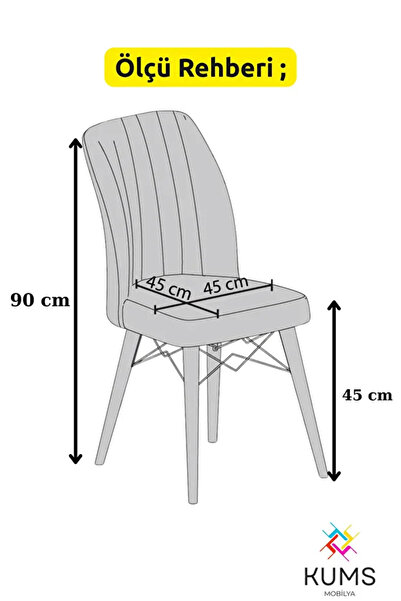 KUMS MOBİLYA 4 Adet Mutfak, Salon ve Yemek Sandalyesi Gürgen ayaklı – Silinebilir Kumaş, Kaliteli Sağlam
