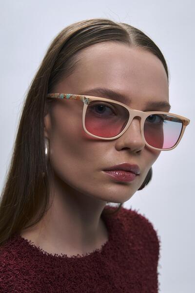 Bilge Karga Doyle Beige Green Pink Sunglasses