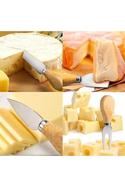 PUFO Set of 4 cheese knives with wooden handle