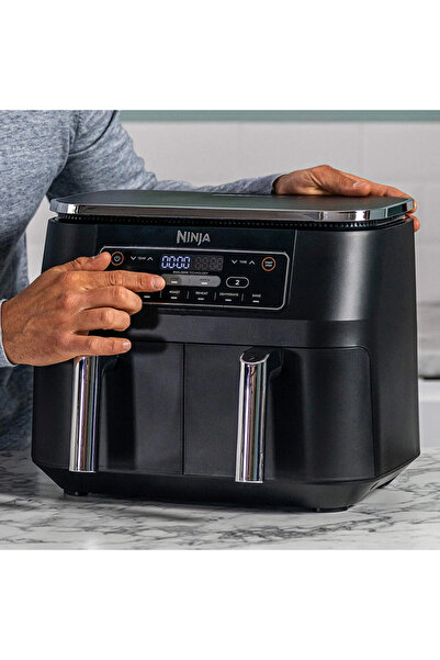 NINJA Friteuză cu aer cald AF300EU, 2470W, 7,6 L, 6 programe, 2 zone de gătit independente, neagră