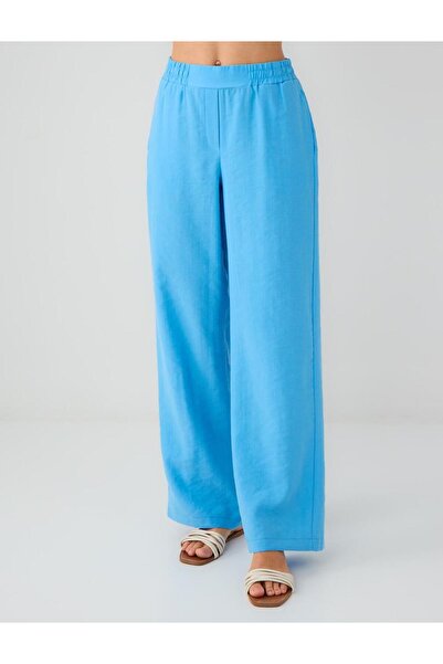 Jimmy Key Mavi Normal Paça Beli Lastikli Dokuma Pantolon