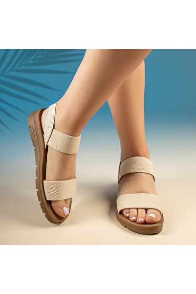 Modlet.ro Women's beige chunky-sole sandals MOD13580