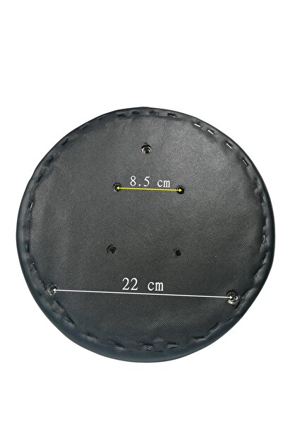 Depox Kulatá stolička s čalouněným sedákem z kůže, černá, 22 cm