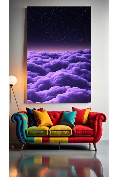 özkacar MOR BULUTLAR V1 Tablou pe pânză pentru decorarea casei, perete, salon...