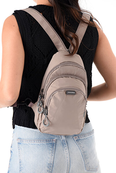 H&D COLLECTİON Unisex Parachute Fabric Water Resistant 3 Compartment Body Bag with Crossbody and Backrest Strap