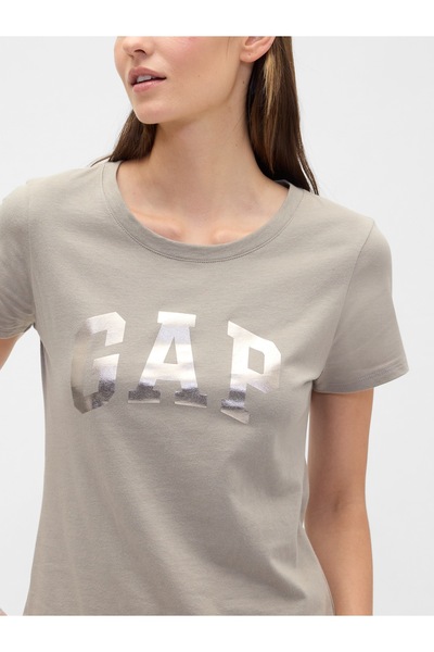GAP Kadın Açık Kahverengi Logo T-Shirt