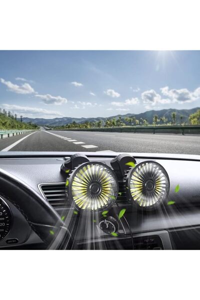 Generic Padom 5V Dual-Head Car Cooler Fan, Portable Vehicle Fan Vehicle Mounted USB Fan Electric Fan 360 Deg