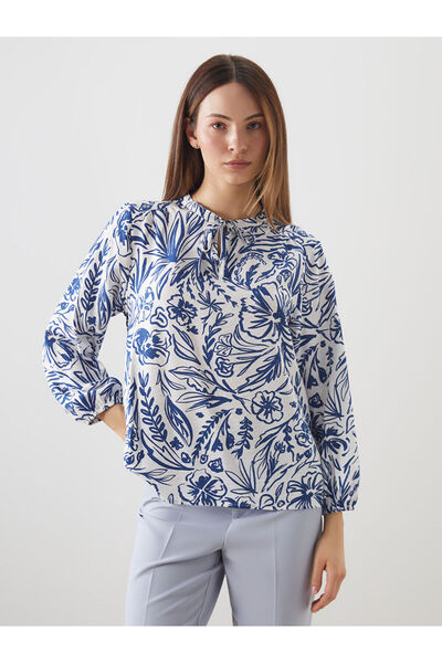 LC Waikiki Bluză florală cu guler legat Özmarka, sezon nou