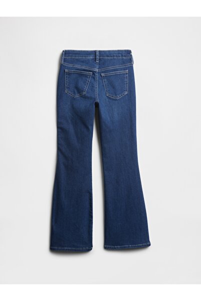 GAP Kız Çocuk Koyu Mavi Kids High Rise Studded '70s Flare Jean Pantolon