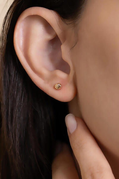 AMES GOLD KUYUMCULUK 14 Ayar Altın Kalemli Minik Top Küpe